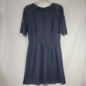 Madewell Magnolia Floral Lace Dress Women's 8 Navy Blue #E5106 wedding guest